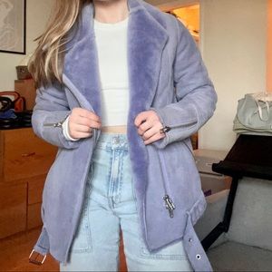 Just Female Chin Shearling in Lavender, size small